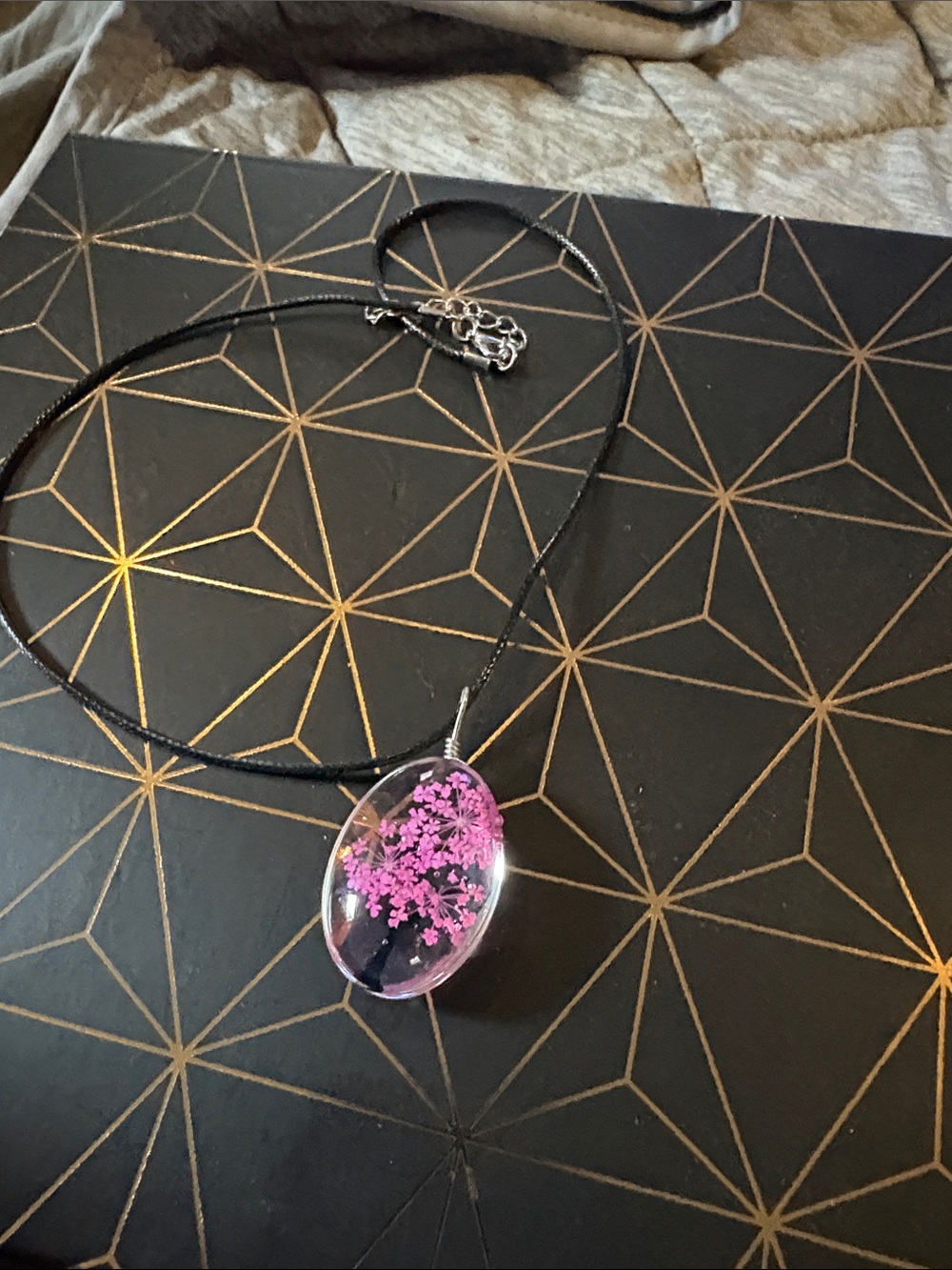Delicate Pink Floral Resin Pendant Necklace for Women